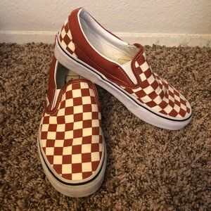 Red Checkered Slip On Vans Size 6